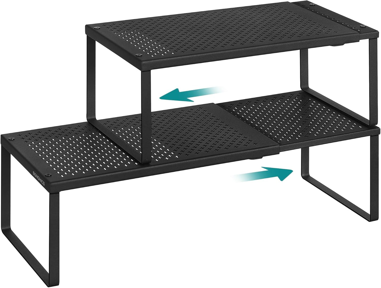 Spice Racks, Set of 2 Expandable Kitchen Countertop Shelves, Small Cupboard Organizers, Metal, Space-Saving Tabletop Shelves, Matte White UKCS402W01