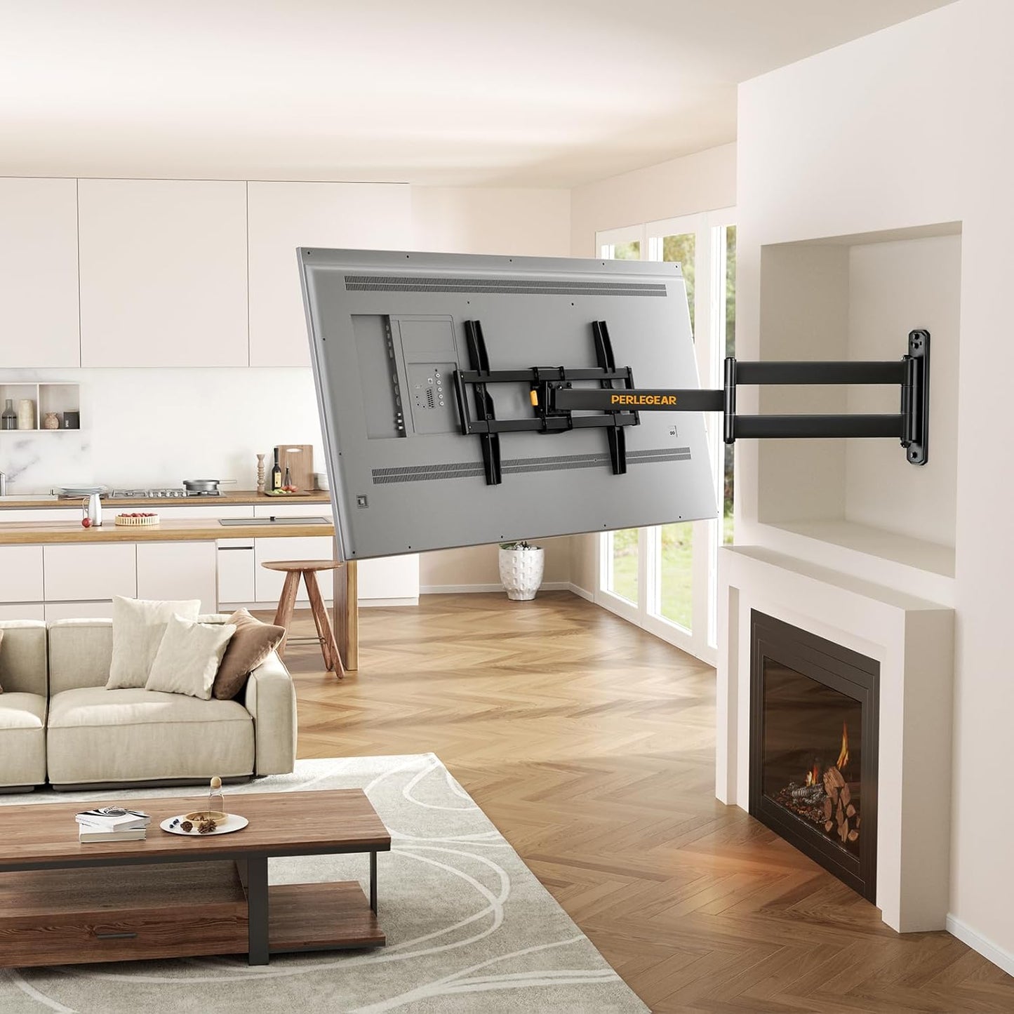 Corner TV Wall Mount Long Arm TV Mount Bracket for 32-75 Inch Tvs-Full Motion TV Wall Mount with 32.37” Extension & Swivel Articulating Arm & Tilt, MAX VESA 600X400Mm, Holds up to 100 Lbs