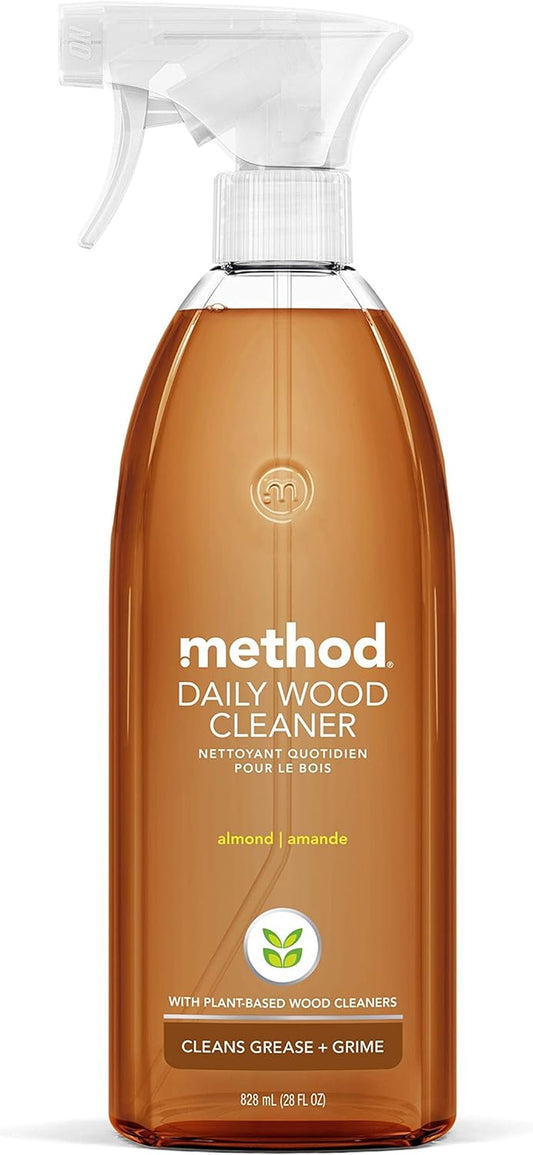 Daily Wood Cleaner, Almond, Plant-Based Formula That Cleans Shelves, Tables and Other Wooden Surfaces While Removing Dust & Grime, 28 Oz Spray Bottles, (Pack of 1)