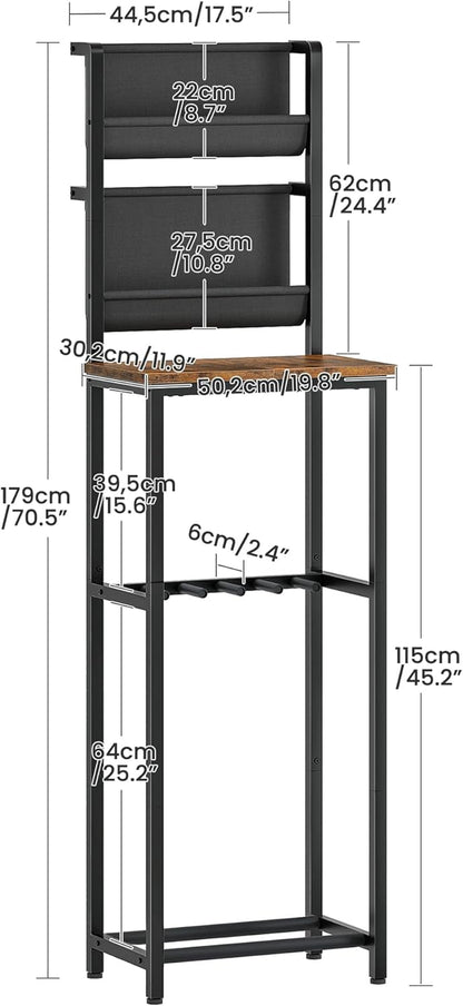 70.5"H Multi Guitar Stand, Guitar Rack Record Player Stand Sturdy and Space-Saving, Guitar Display Holds 6 Instruments, Retro Industrial Style, for Home, Studio, Rustic Brown and Black TCJ18BF