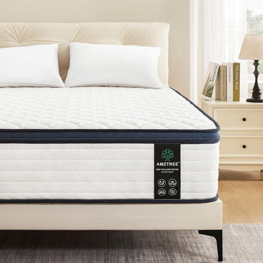 Queen Mattress 12 Inch Mattress Queen Size - Memory Foam & Pocket Coils Springs, Pressure Relief, Medium Firm Comfort, Motion Isolation, Ideal for All Sleep Positions, Certipur-Us Certified