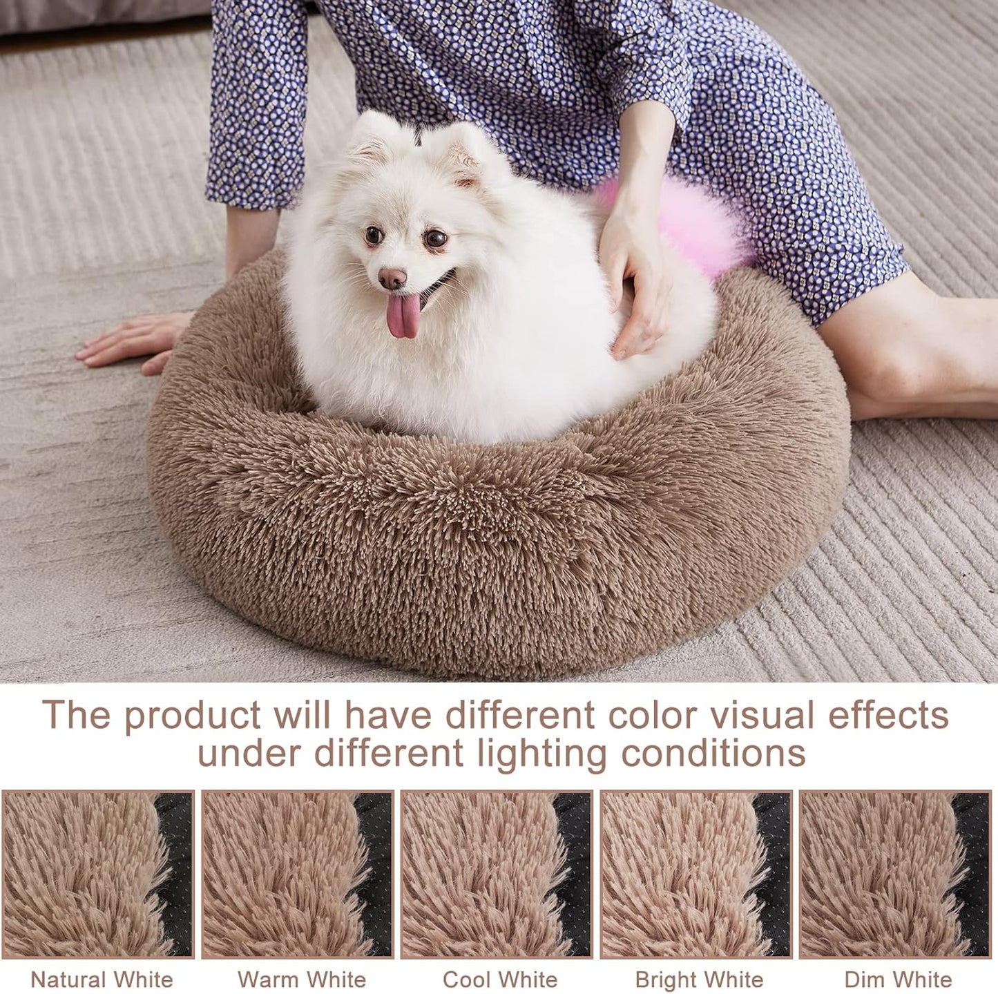 Orthopedic Dog Bed Comfortable Donut Cuddler round Pet Beds Ultra Soft Washable Dog and Cat Cushion (20''/23''/30'') (23'', Brown)