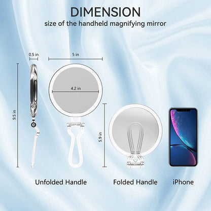 30X Magnifying Mirror for Travel with Handle, Double-Sided 1X/30X Magnification Hand Mirror for Makeup,Travel Mirror for Desk 5 Inches