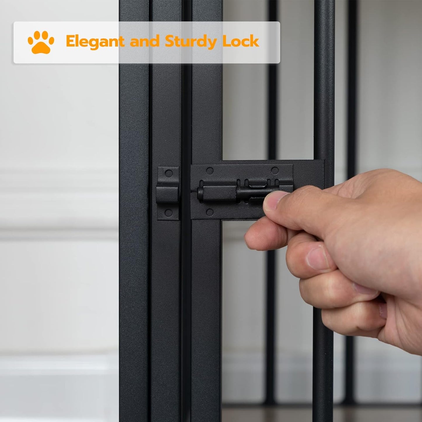 Dog Crate Furniture, Wooden Dog House, Decorative Dog Kennel with Drawer, Indoor Pet Crate End Table for Small Dog, Steel-Tube Puppy Cage, Chew-Proof, Rustic Brown and Black BF01GW03