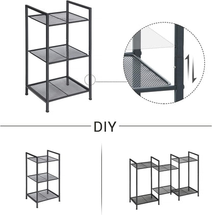 3-Tier Storage Rack, Bathroom Shelf, Extendable Plant Stand with Adjustable Shelf, for Bathroom, Living Room, Balcony, Kitchen, Black UBSC33BK