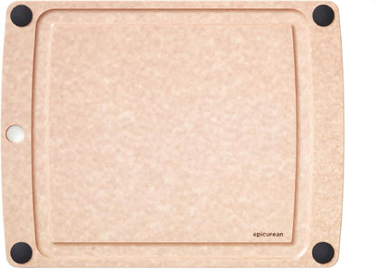 All-In-One Cutting Board with Non-Slip Feet and Juice Groove, 14.5" × 11.25", Natural/Black