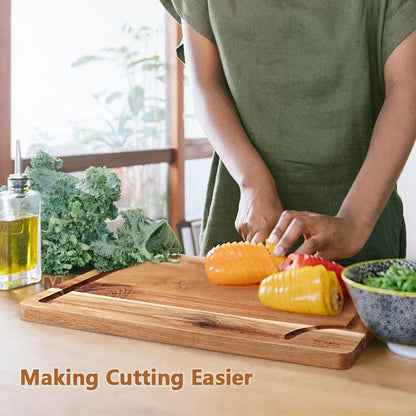 Acacia Wood Cutting Board Set with Juice Groove (3 Pieces), Organic Wooden Cutting Boards for Kitchen, Butcher Block Cutting Board for Meat, Vegetable, Wooden Chopping Board 15X10, 12X8, 9X6 Inch