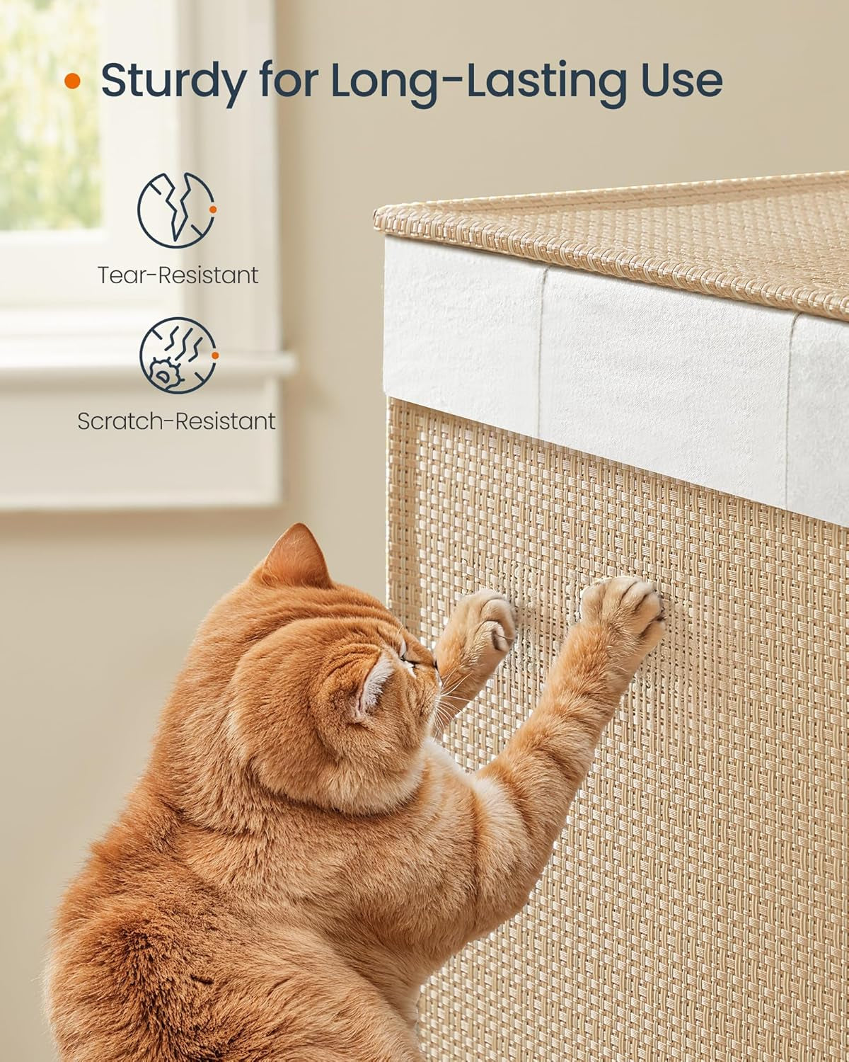 Laundry Hamper with 4 Section, 180 L Large Rolling Laundry Basket with Wheels, Rattan Clothes Basket with Lid, Removable Liner with Handles, Natural Beige and Matte White ULCB603N01