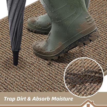 Dirt Trapper Door Mat 20" X 32", Non-Slip Washable Doormats Entrance Mat, Dirt Resistant and Absorbent Welcome Mat, Low Profile Floor Mats for Front Back Door and Entryway, Beige