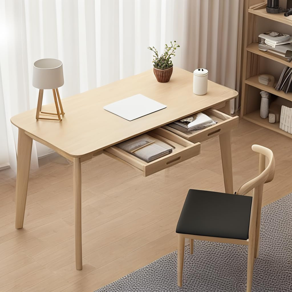 Writing Computer Desk Office Desk Computer Table Study Writing Desk with 2 Drawers for Home Office Modern Furniture