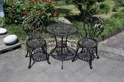 C/G 3 Piece Bistro Set,Outdoor Patio Set,Anti-Rust Cast Aluminum Bistro Table Set for Park Yard Front Porch Furniture(Antique Copper)