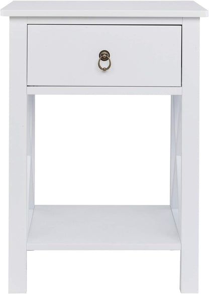 Nightstands Set of 2, Night Stand Set of 2 with Drawer, Small White Farmhouse Nightstand Bedroom, End Table/Bed Side/White Side Table for Small Spaces, Kids Room, Living Room