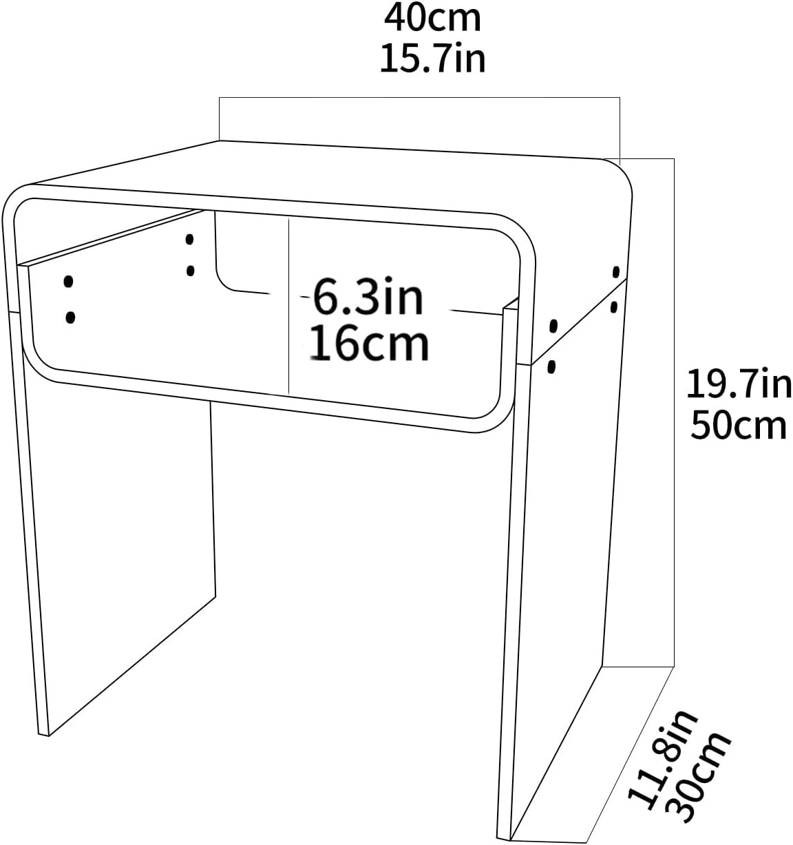 Clear Acrylic End Table 2-Tier Bedside Nightstand for Living Room Bedroom Home Decor (Clear Double)