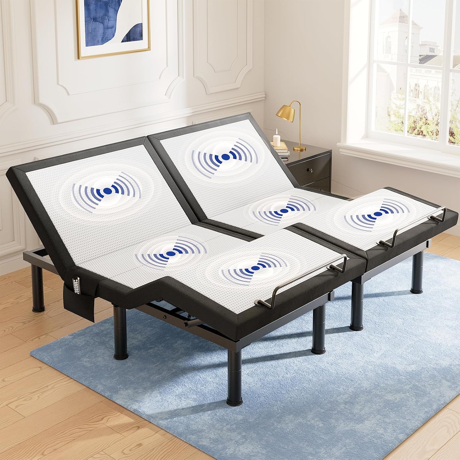 T600 Adjustable Bed Frame Split King Size with Remote & Massage - Syncable Electric Beds Bases, Zero Gravity, Dual Side USB, Nightlight, Quiet Motor, 5 Min Easy Assembly