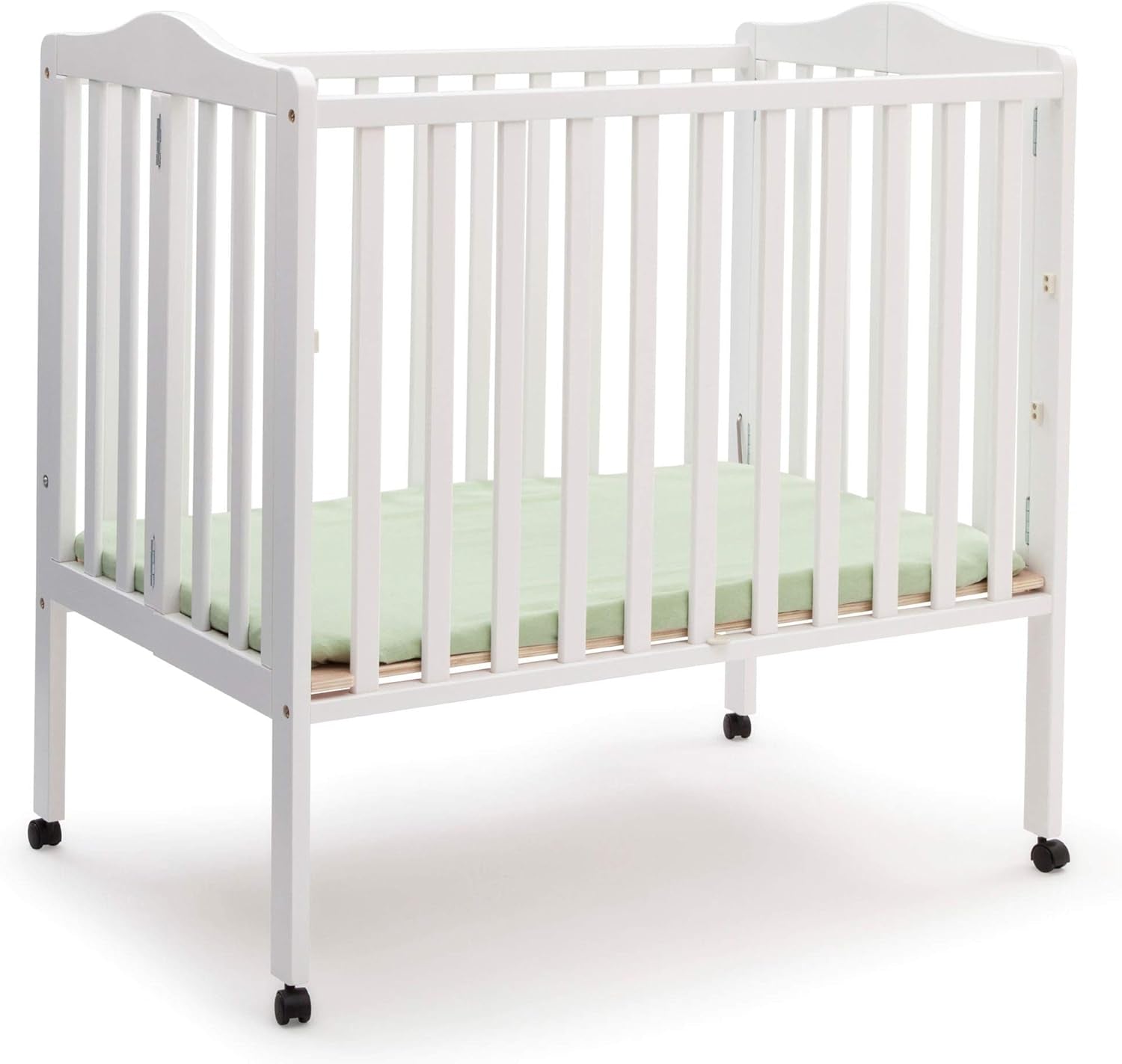 Folding Portable Mini Baby Crib with 1.5-Inch Mattress - Greenguard Gold Certified, White