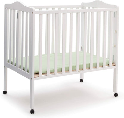 Folding Portable Mini Baby Crib with 1.5-Inch Mattress - Greenguard Gold Certified, White