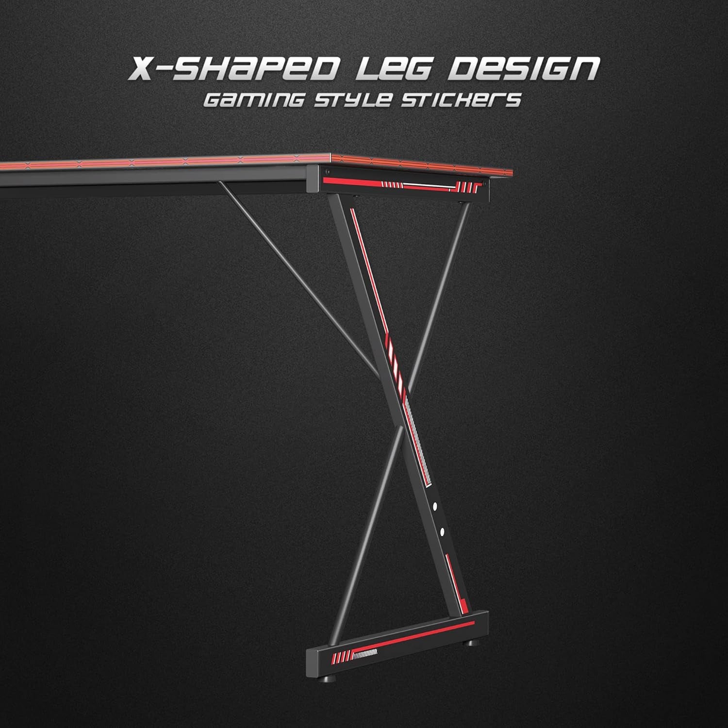 Gaming Desk 40 Inch PC Computer Desk, Carbon Fiber Home Office Desk Table Gamer Workstation, Simple Game Table with Headphone Hook, Dark Black