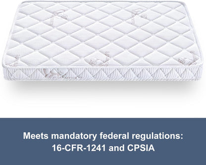 Pack and Play Mattress - 38" X 26"- Premium Knitted Fabric Safety Reinforced Play Yard Mattress - Fits for Graco & Baby Trend & Pamo Babe Playard, Firm Support and Comfort Foam，White