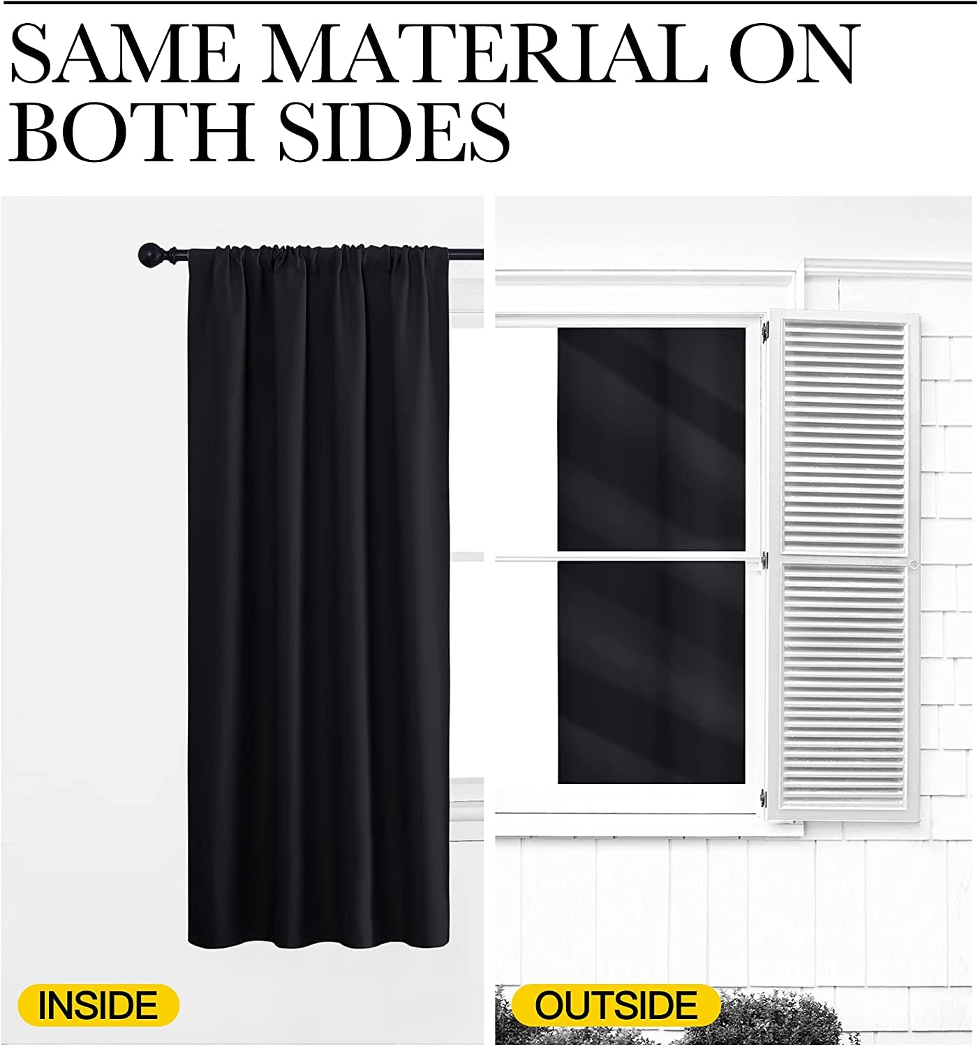 Halloween Black Blackout Curtain Blinds - Solid Thermal Insulated Window Treatment Blackout Drapes/Draperies for Bedroom (2 Panels, 42 Inches Wide by 63 Inches Long, Black)