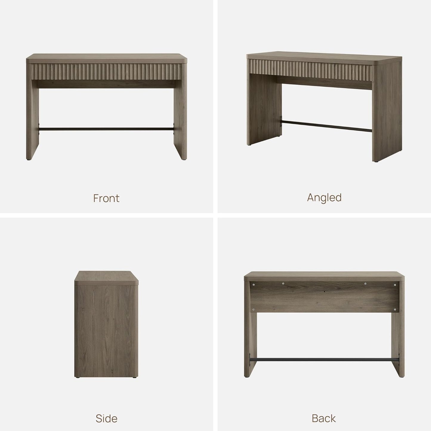 Office Computer Desk with 2 Drawers Modern Executive Writing Desk 48.8" Large Work Home Office Desks with Storage Fluted Makeup Vanity Table Study Table for Living Room Bedroom, Grey Alder