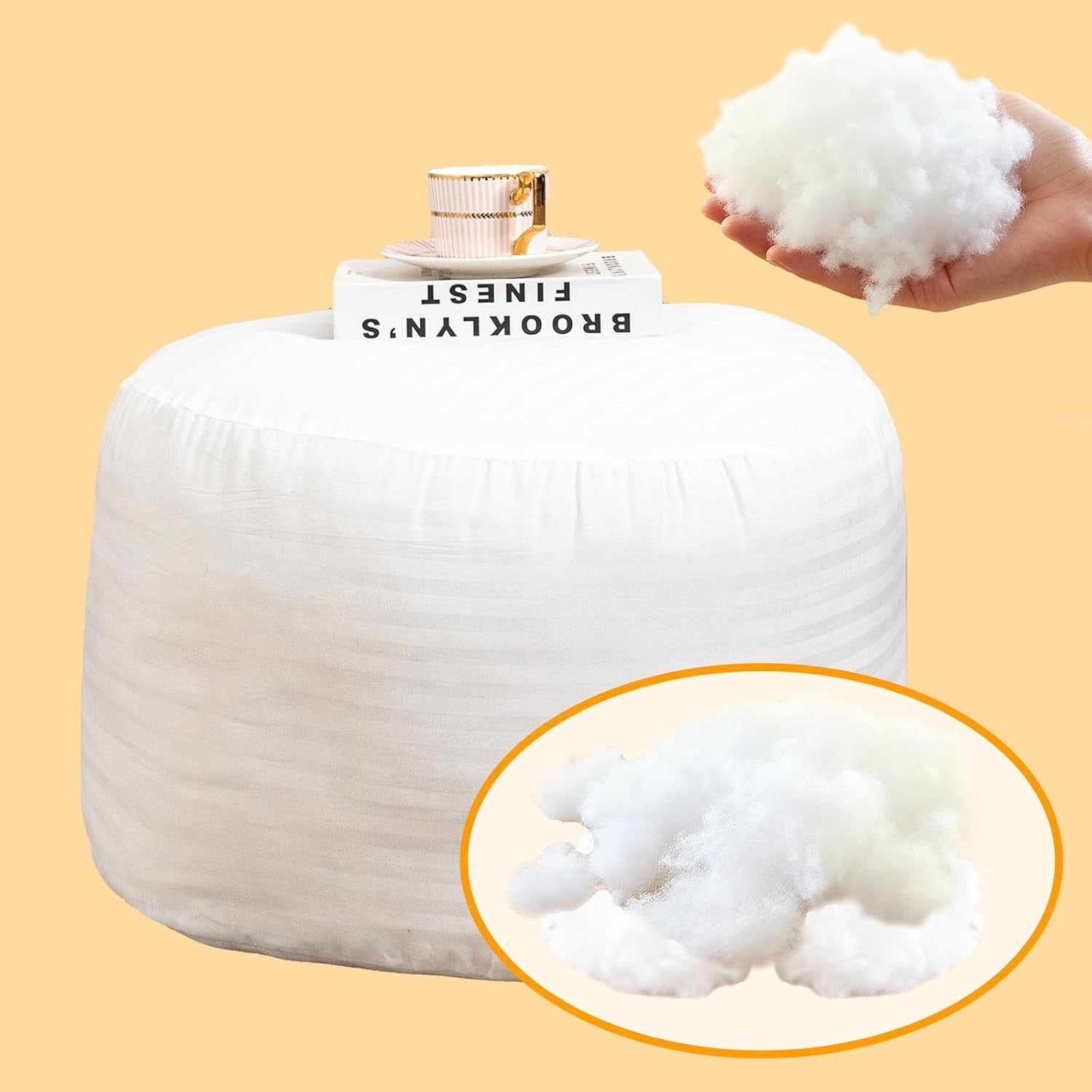 Premium PP Cotton Ottoman Pouf Insert Pouf Stuffing round Bean Bag Filler & Footstool Stuffing 20X20×14 Inch Round