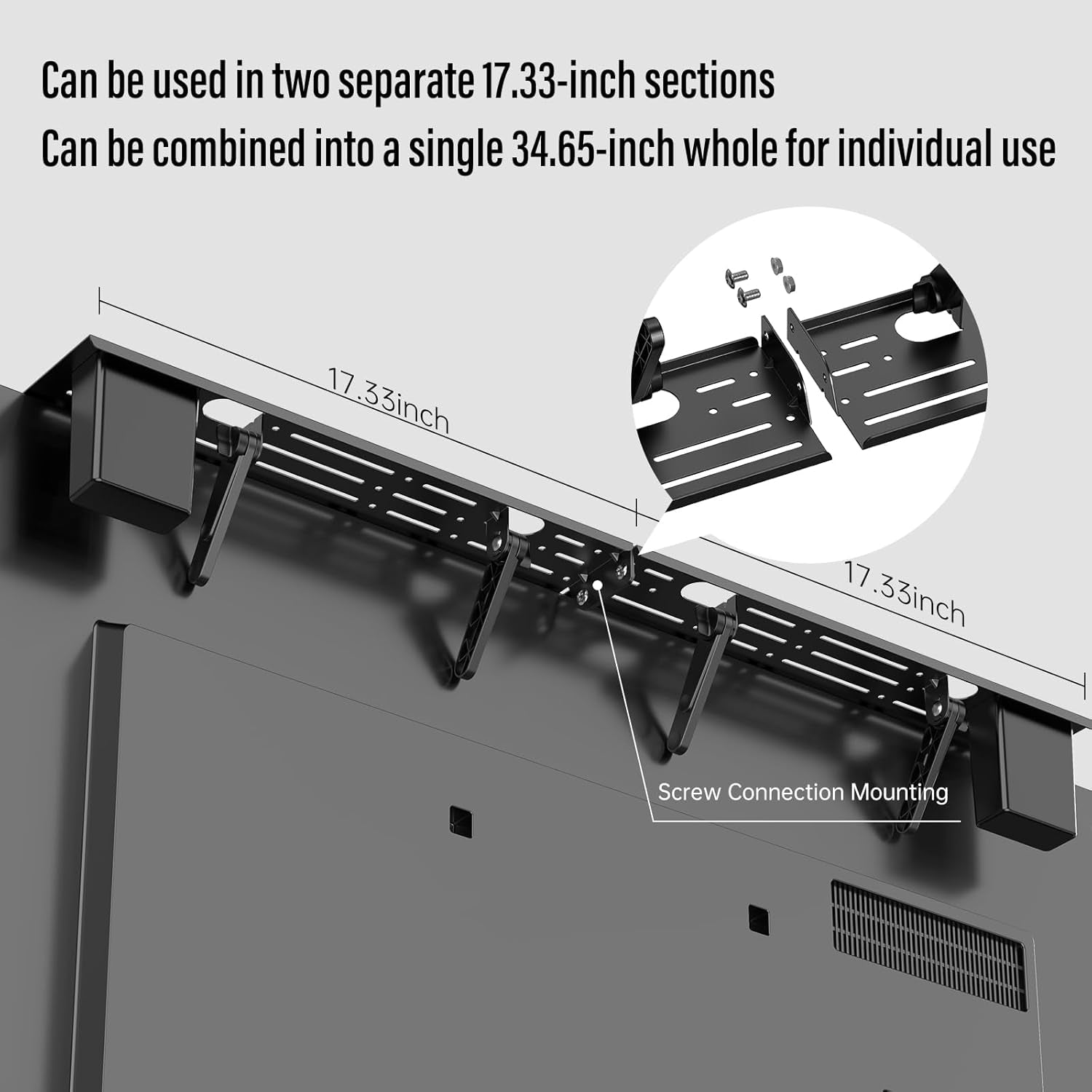 Steel TV Top Shelf- Adjustable Screen Shelf Floating Stand with 2 Storage Boxes,Computer Screen Shelf for Soundbar, Media Boxes, Game Console, Router and Home,34.65×4.33Inch