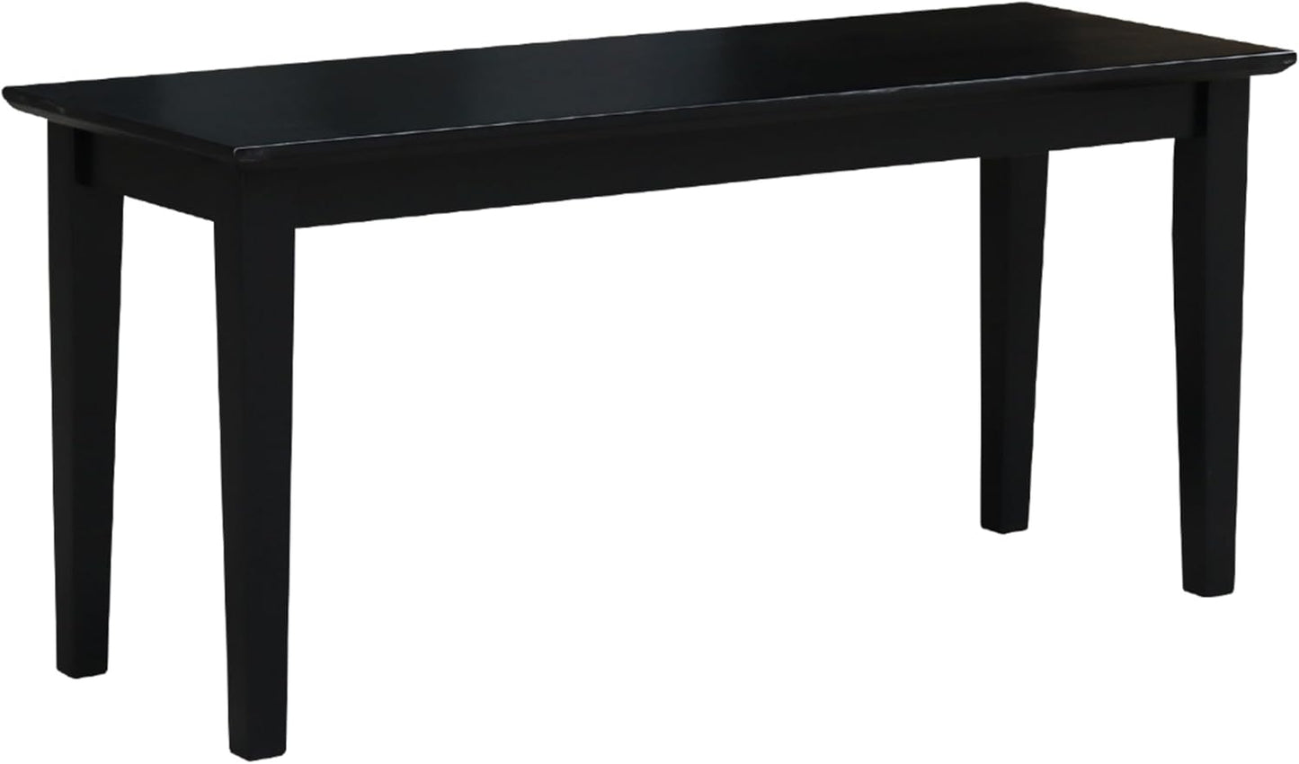 Shaker Style Bench Real/Solid Parawood, Kitchen/Dining, Sturdy & Reliable Seating, Easy Assembly, 39"W X 14"D X 18"H, 450 Lbs Wt. Capcity, Black