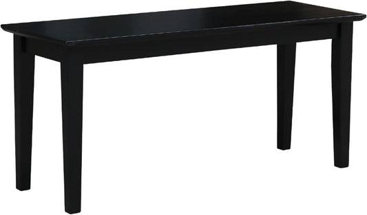 Shaker Style Bench Real/Solid Parawood, Kitchen/Dining, Sturdy & Reliable Seating, Easy Assembly, 39"W X 14"D X 18"H, 450 Lbs Wt. Capcity, Black