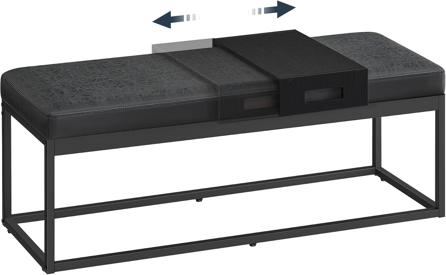 HOME LUIZ Collection - Ottoman Bench, End of Bed Bench, Reversible Top, Shoe Bench with Small Removable Shelf, Max. Load 660 Lb, for Bedroom, Living Room, Entryway, Dove Gray ULOM081G01V1
