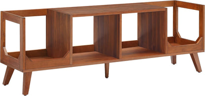 Asheville Mid-Century Modern Media Console Record Player Stand, Storage for Vinyl Records, Walnut