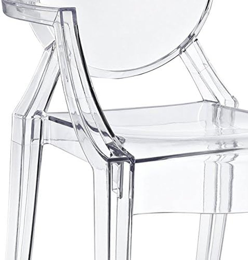Casper Modern Acrylic Stacking Kitchen and Dining Room Arm Chair in Clear - Fully Assembled