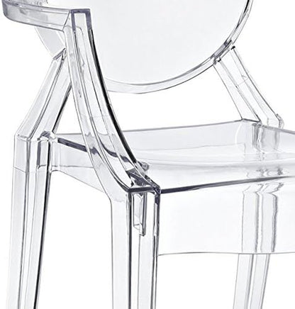 Casper Modern Acrylic Stacking Kitchen and Dining Room Arm Chair in Clear - Fully Assembled