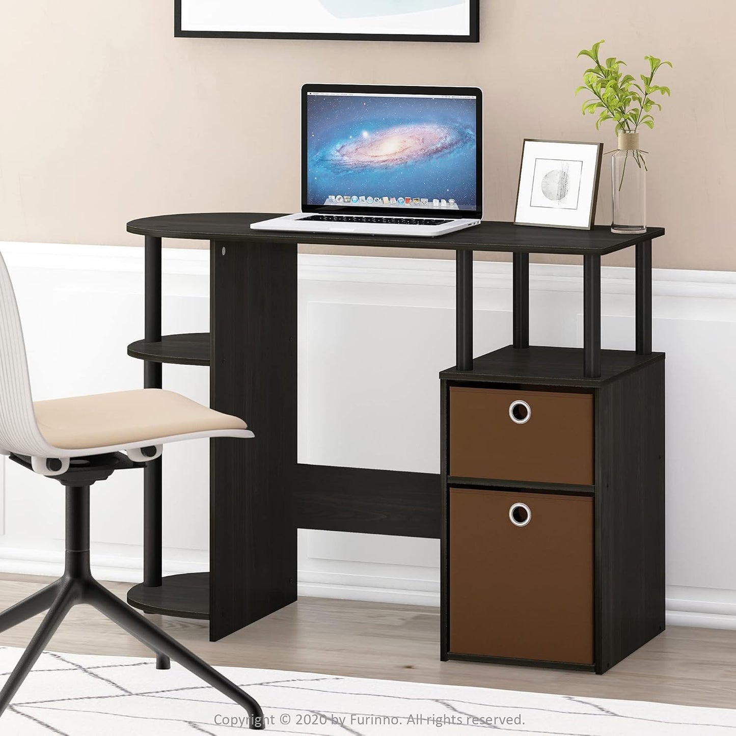 Jaya Computer Study Desk with Bin, Brown