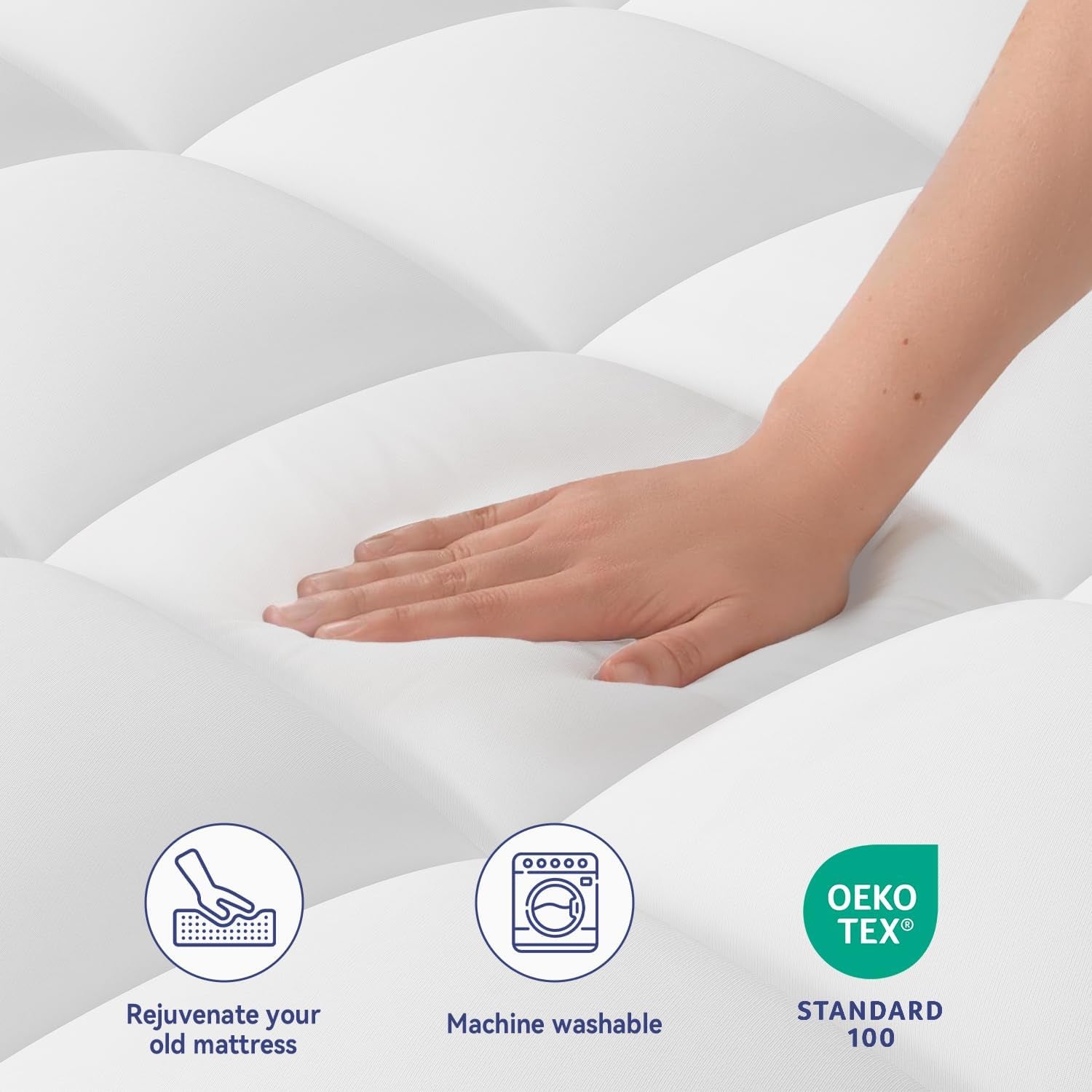 Queen Mattress Topper for Back Pain, Extra Thick Mattress Pad Cover, Plush Soft Pillowtop with Elastic Deep Pocket, Overfilled down Alternative Filling