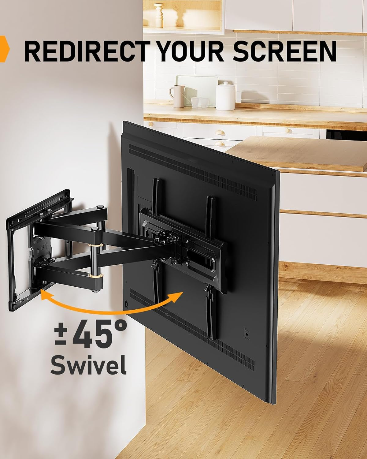 Full Motion TV Mount for 32-65 Inch Tvs up to 99 Lbs, Max VESA 400X400Mm, Fits 16”/12” Wood Studs, Height Adjustable Pre-Assembled TV Wall Mount, Tool-Free Tilt, Swivel & Extension, PGMF21