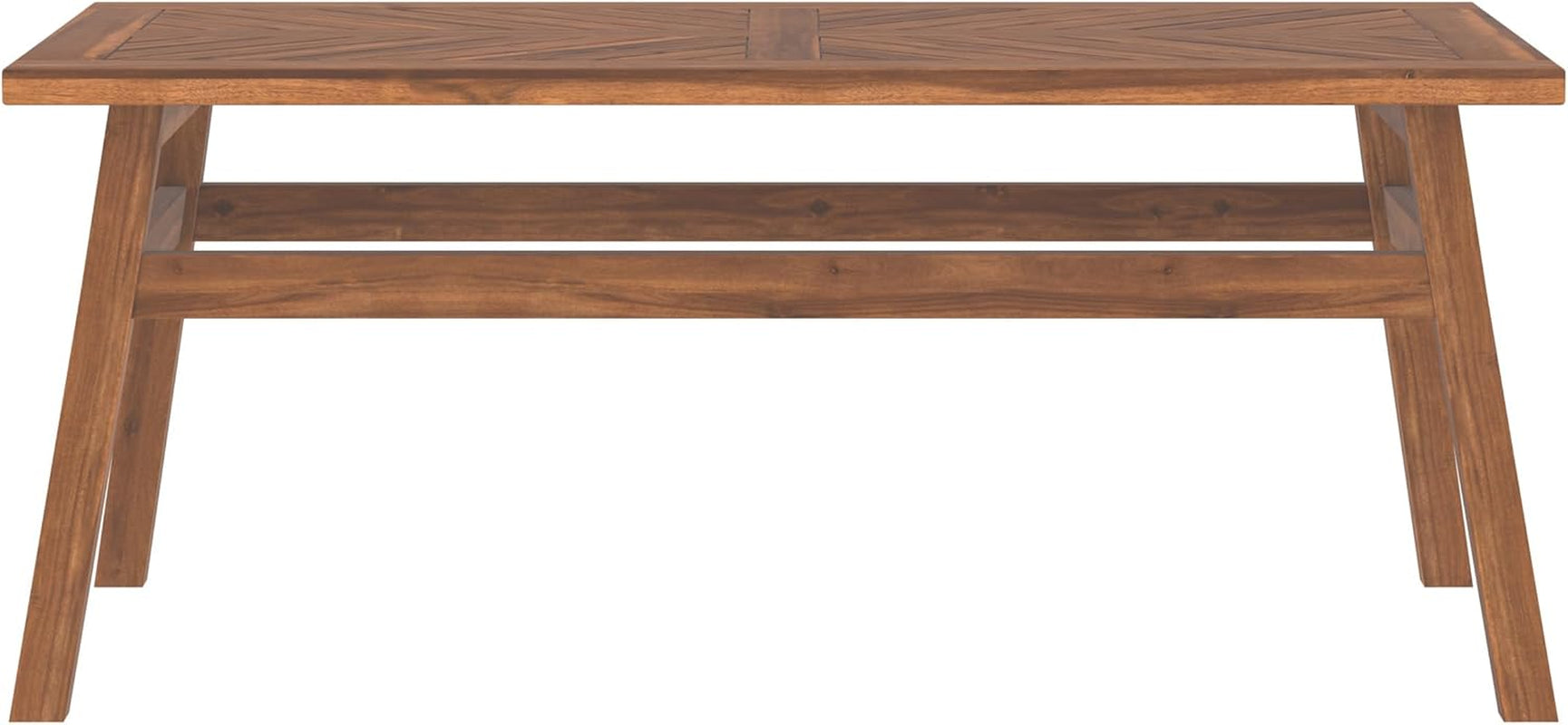 Outdoor Patio Wood Chevron Rectangle Coffee Table All Weather Backyard Conversation Garden Poolside Balcony, 42 Inch, Brown