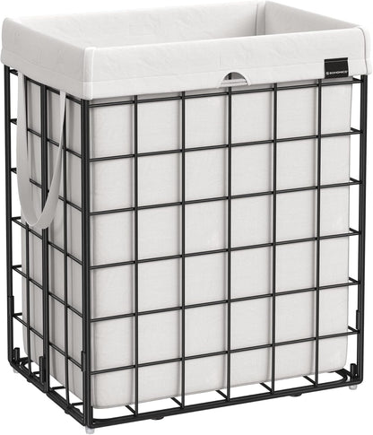 Laundry Hamper, 23.8 Gal. (90L) Laundry Basket, Collapsible Clothes Hamper, Black and White ULCB190W01