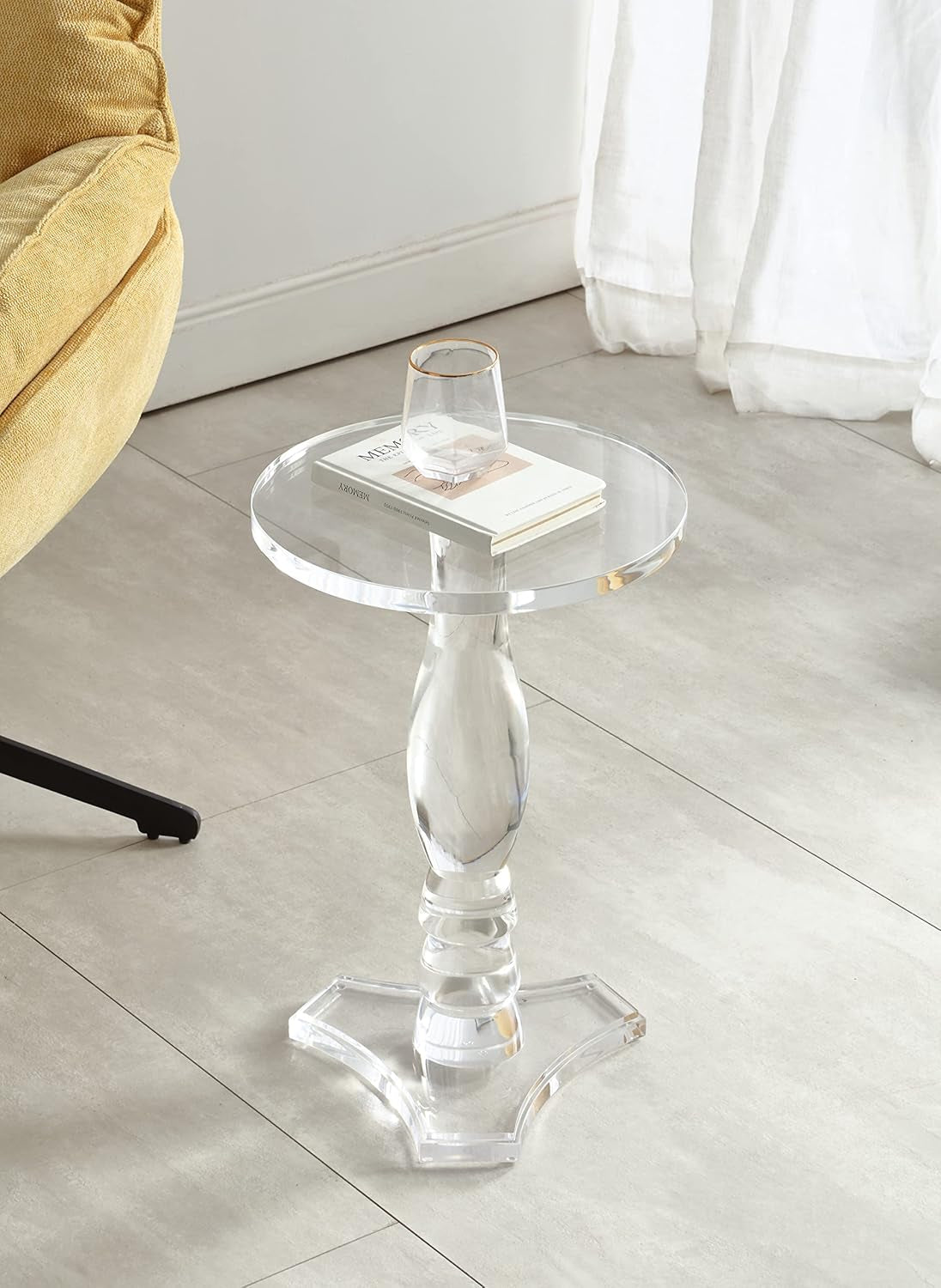 Clear Acrylic Small End Table,Drink Table,For Office, Living Room and Bedroom, 12X12 Inch，20 Inch High