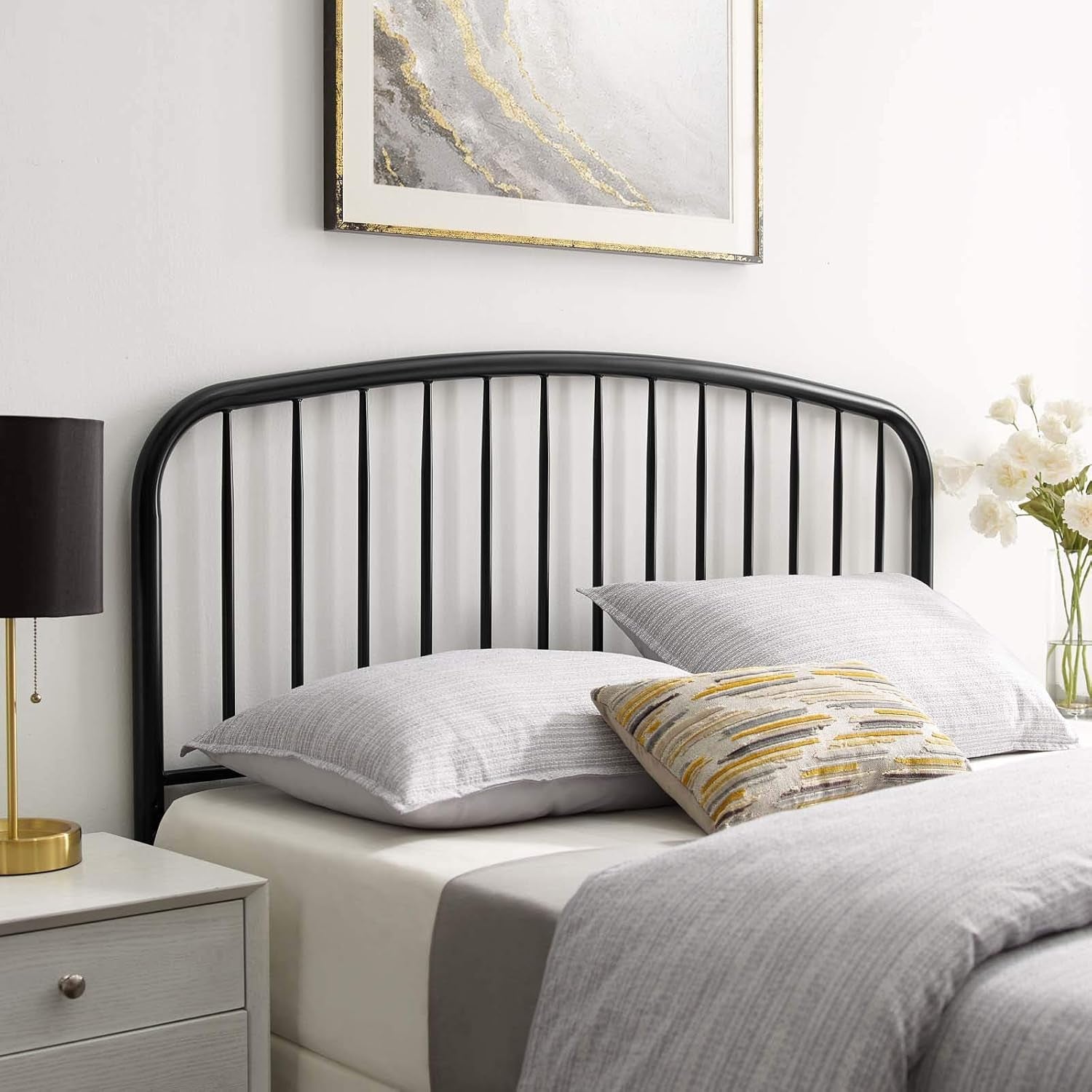 MOD-6151-BLK Nova King Metal Headboard, Black