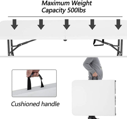 Folding Half Portable Foldable Table for Parties Backyard Events (White, 6 FT 70 * 29) (White, 6 FT)