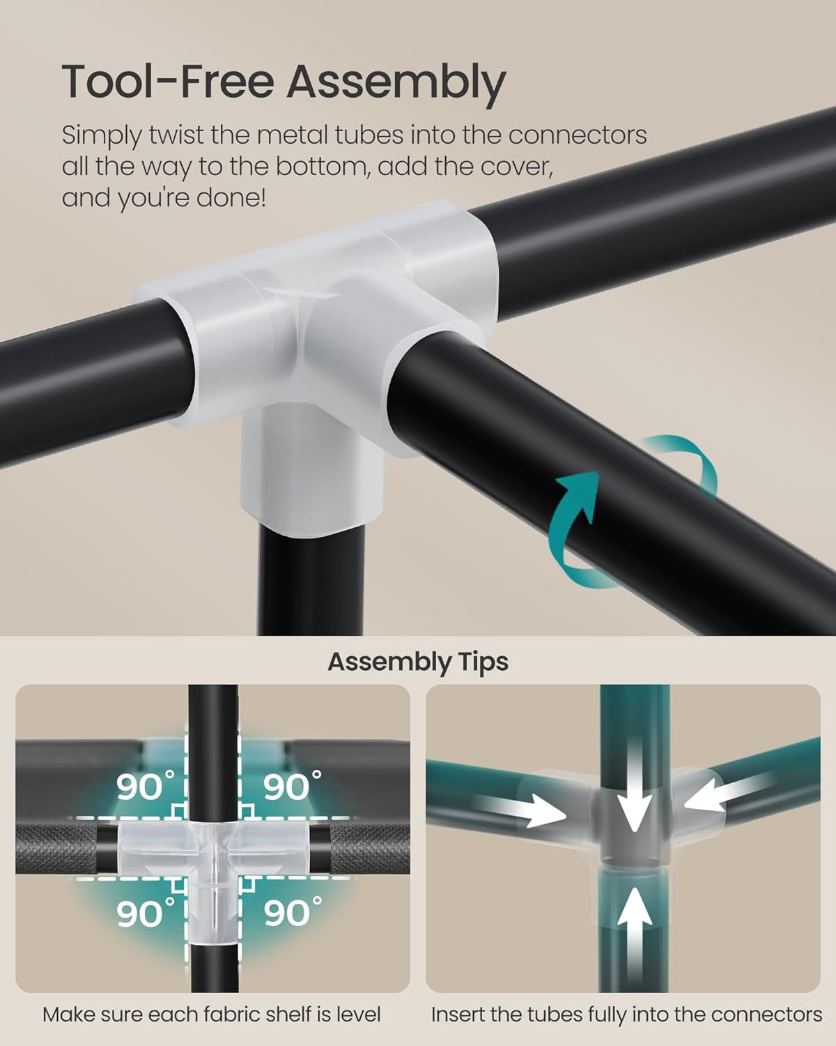Portable Closet, Fabric Wardrobe, Clothes Rack with Shelves, Pockets, Large Capacity, 3 Hanging Rods, 17.7 X 50 X 70.9 Inches, Black URYG010BZ02