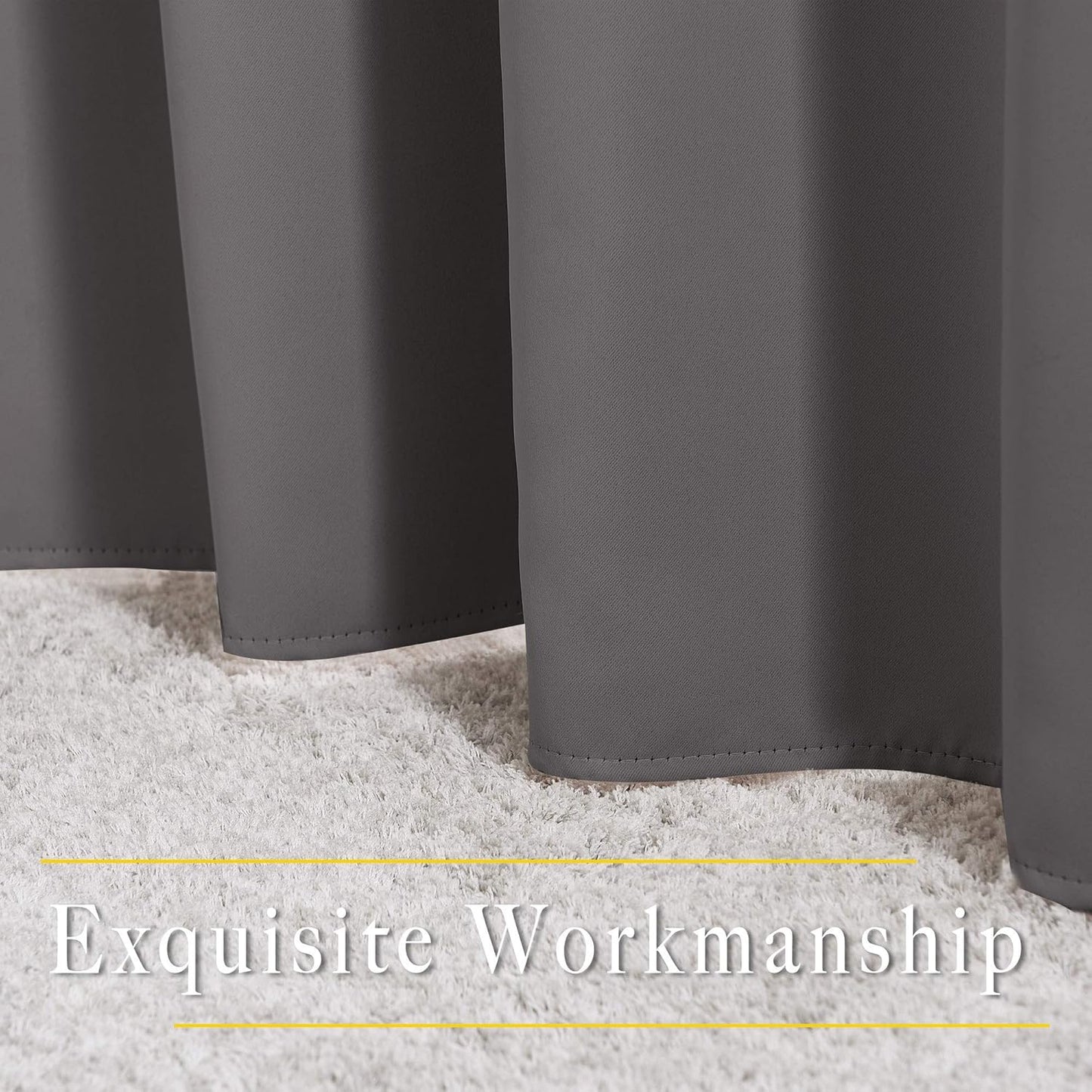 Gray Blackout Curtains for Bedroom 84 Inches Long - Thermal Drapes Grommet Room Darkening Light Blocking Curtains Window Treatments for Living Room (2 Panels, W52 X L84, Grey)