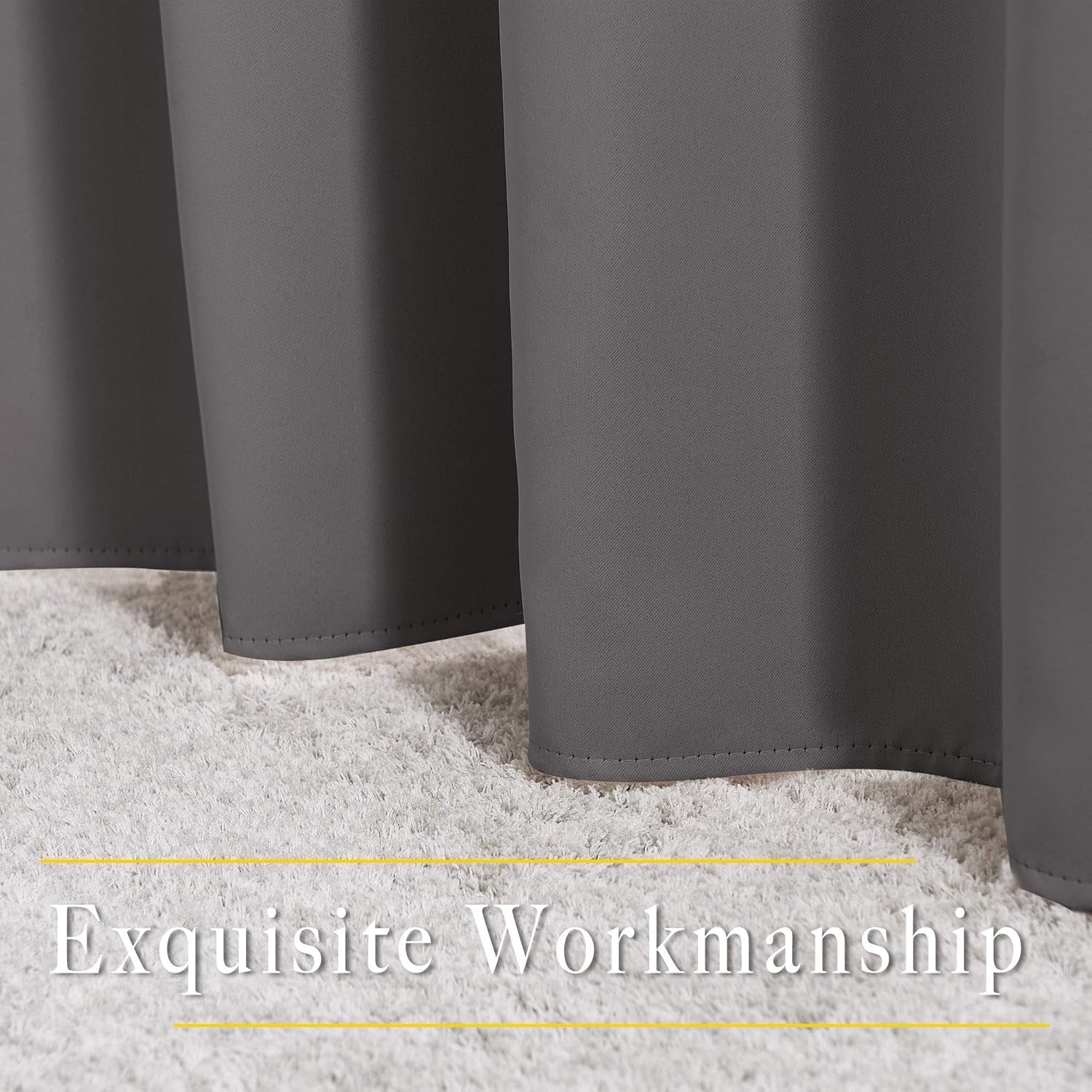 Gray Blackout Curtains for Bedroom 84 Inches Long - Thermal Drapes Grommet Room Darkening Light Blocking Curtains Window Treatments for Living Room (2 Panels, W52 X L84, Grey)