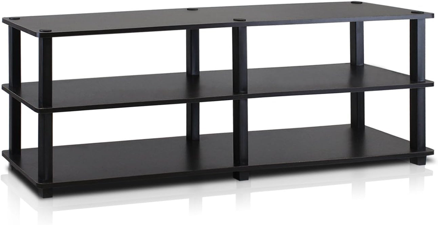 TURN-S-TUBE TV Stand, 3-Tier No Tools Entertainment Center, TV Console for TV up to 46 Inch, for Living Room, Bedroom, Espresso