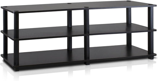 TURN-S-TUBE TV Stand, 3-Tier No Tools Entertainment Center, TV Console for TV up to 46 Inch, for Living Room, Bedroom, Espresso