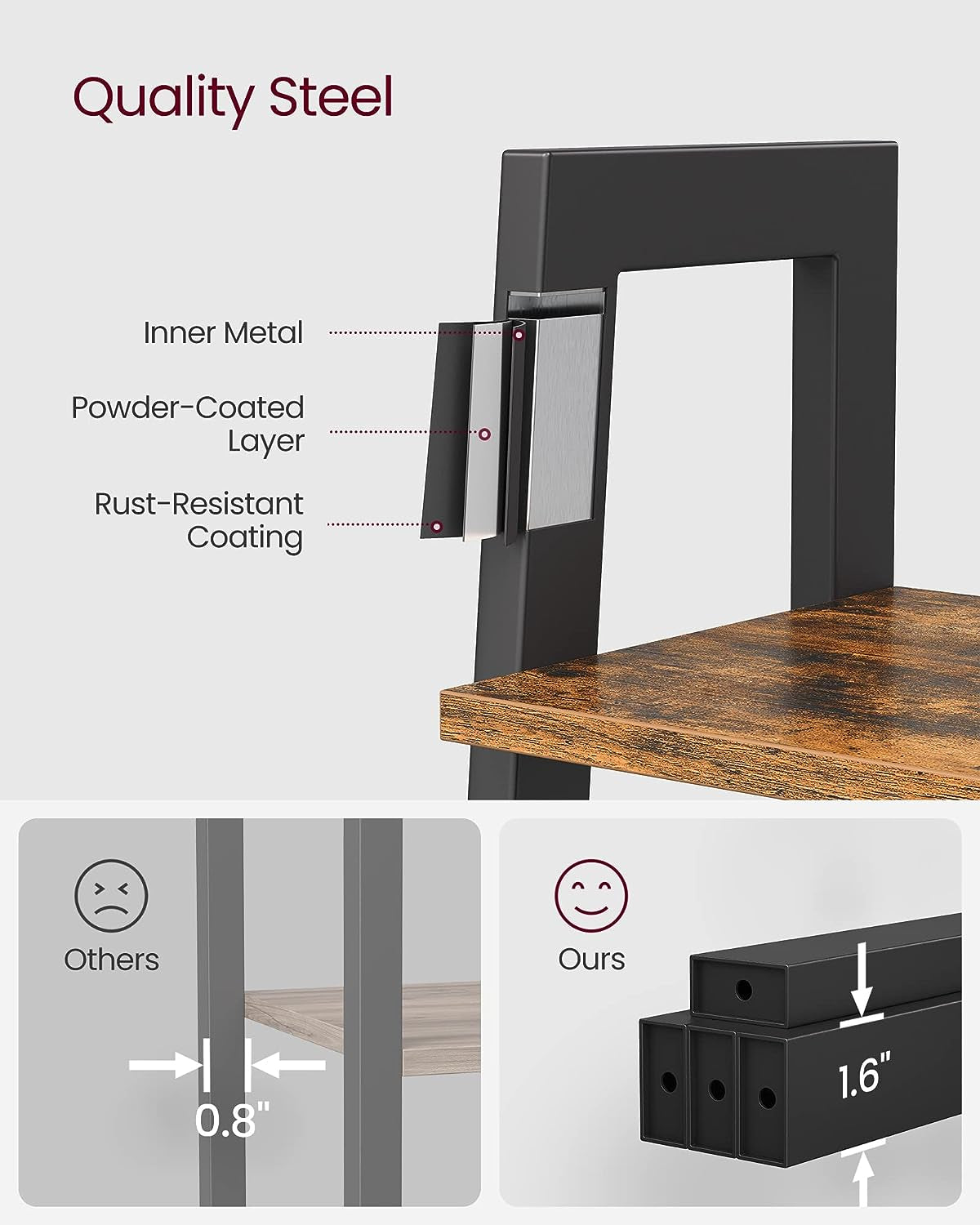 Bookshelf, 5-Tier Narrow Book Shelf, 11.8 X 13.3 X 66.9 Inches, Ladder Shelf for Home Office, Living Room, Bedroom, Kitchen, Ebony Black and Ink Black ULLS109B56