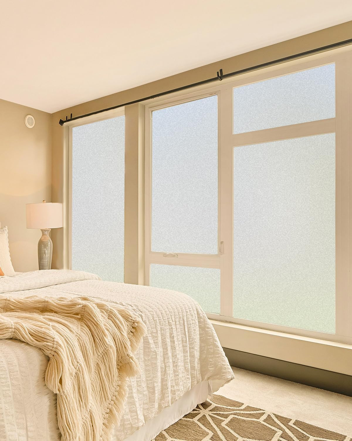 Frosted Glass Window Privacy Film Decorative, Bathroom Window Privacy Film for Glass Windows Cover, Static Cling, Removable, Reusable, Anti-Uv, Anti-Glare, Heat Blocking, 17.5 by 78.74 Inch