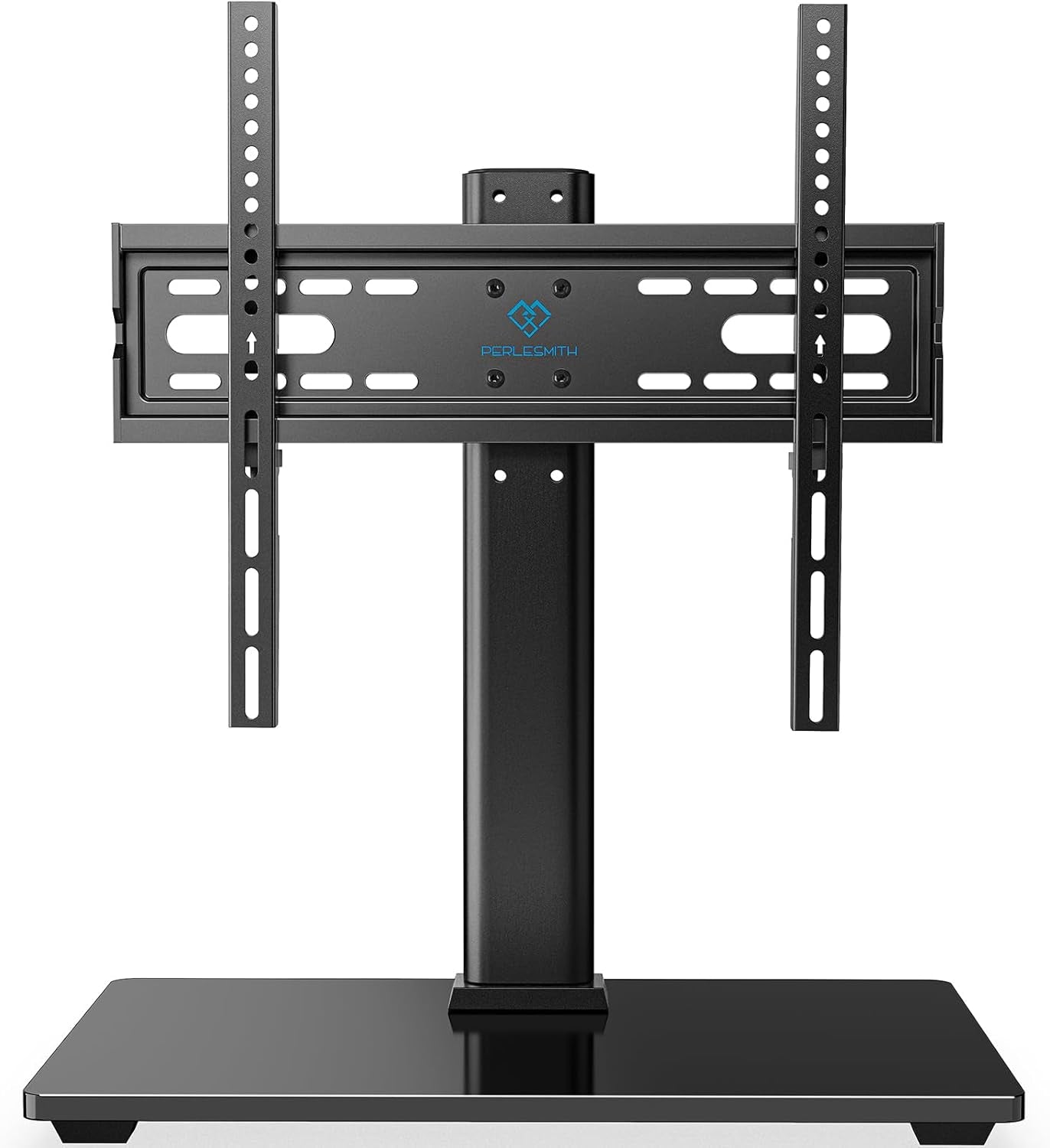 Universal TV Stand, Table Top TV Stand for 32-60 Inch Tvs & Monitors, Height Adjustable TV Mount Stand Holds up to 88 Lbs with Tempered Glass Base & Wire Management, VESA 400X400Mm PSTVS04