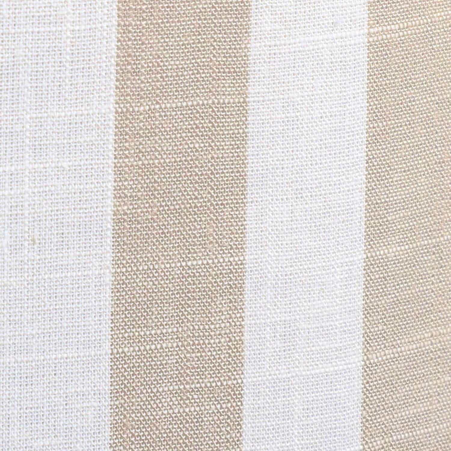 Dex Beige Striped Linen Ottoman