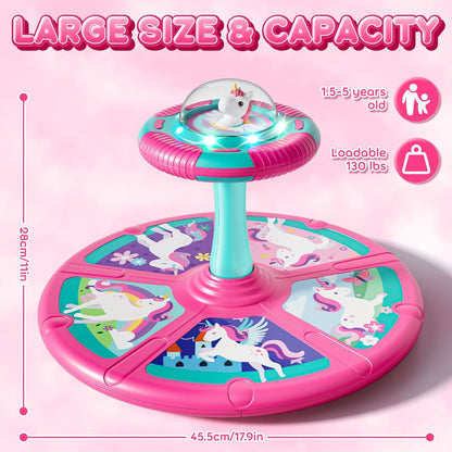 Sit and Spin Toys for Toddlers 1-3 Girls, Toddler Sit N Spin with Lights and Music, 360°Spinning Seat for Body Balance Training, Sensory Toys Birthday Gift for Kids 2-4